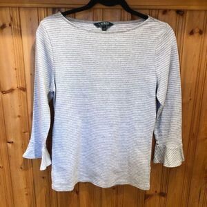 Ralph Lauren Stripe Three-quarter Flare Sleeve Size Large